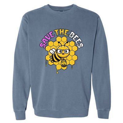 Save The Bees Earth Day Cute Environmental Climate Change Garment-Dyed Sweatshirt