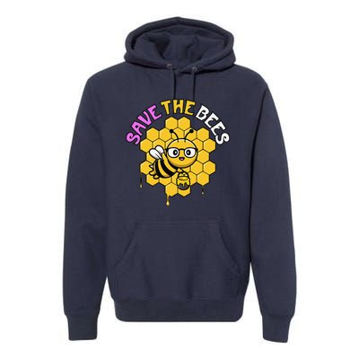 Save The Bees Earth Day Cute Environmental Climate Change Premium Hoodie