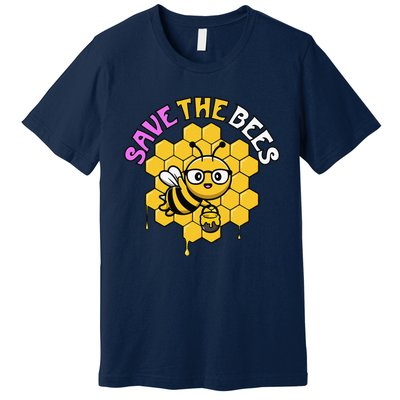 Save The Bees Earth Day Cute Environmental Climate Change Premium T-Shirt