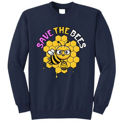 Save The Bees Earth Day Cute Environmental Climate Change Tall Sweatshirt