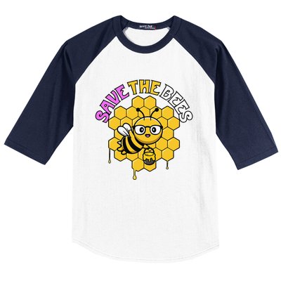 Save The Bees Earth Day Cute Environmental Climate Change Baseball Sleeve Shirt