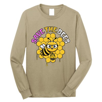 Save The Bees Earth Day Cute Environmental Climate Change Long Sleeve Shirt