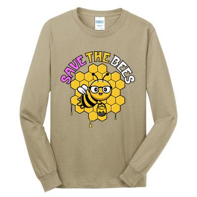 Save The Bees Earth Day Cute Environmental Climate Change Tall Long Sleeve T-Shirt