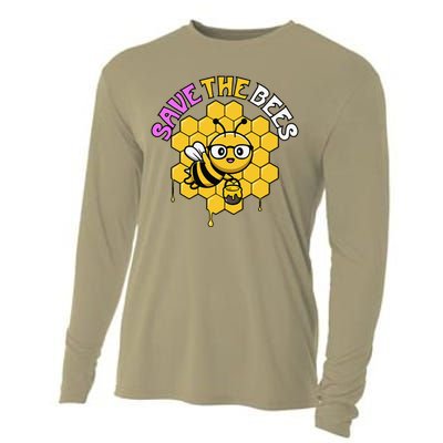 Save The Bees Earth Day Cute Environmental Climate Change Cooling Performance Long Sleeve Crew