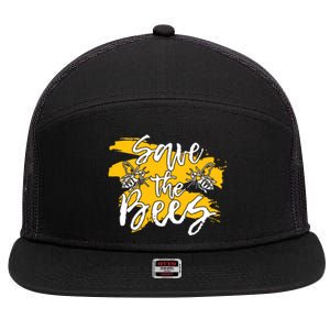 Save The Bees Bee Beekeeper Cute Gift 7 Panel Mesh Trucker Snapback Hat