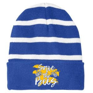 Save The Bees Bee Beekeeper Cute Gift Striped Beanie with Solid Band