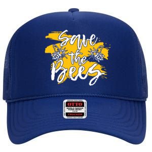 Save The Bees Bee Beekeeper Cute Gift High Crown Mesh Back Trucker Hat