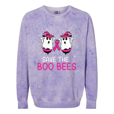 Save The Boobees Boo Bees Ribbon Breast Cancer Halloween Colorblast Crewneck Sweatshirt