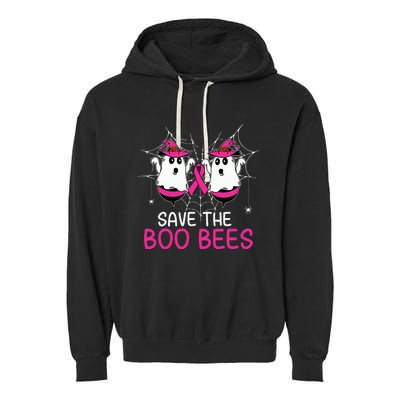 Save The Boobees Boo Bees Ribbon Breast Cancer Halloween Garment-Dyed Fleece Hoodie