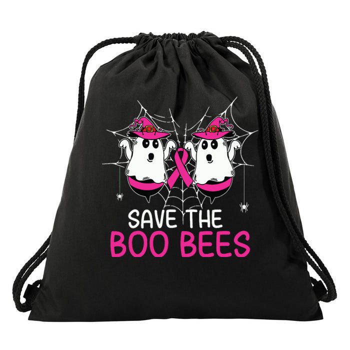 Save The Boobees Boo Bees Ribbon Breast Cancer Halloween Drawstring Bag