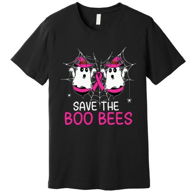 Save The Boobees Boo Bees Ribbon Breast Cancer Halloween Premium T-Shirt