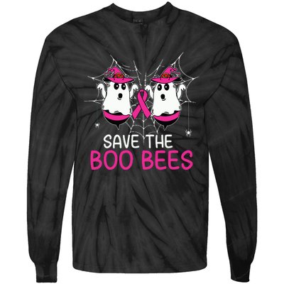 Save The Boobees Boo Bees Ribbon Breast Cancer Halloween Tie-Dye Long Sleeve Shirt