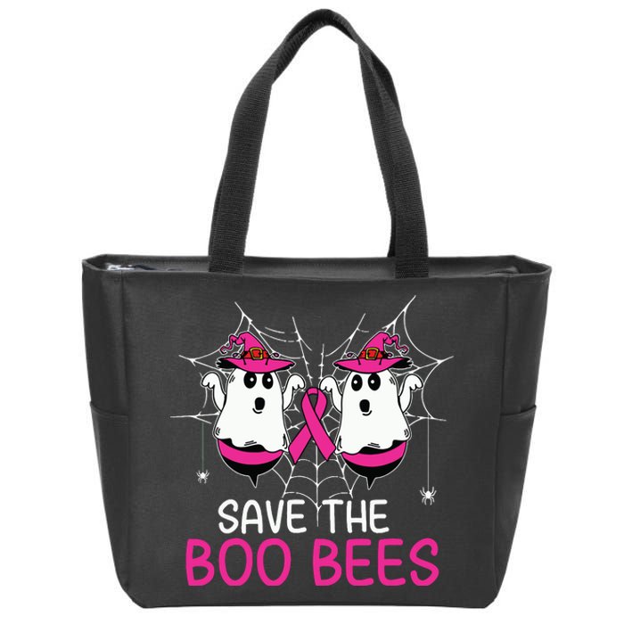 Save The Boobees Boo Bees Ribbon Breast Cancer Halloween Zip Tote Bag