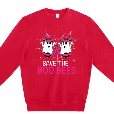 Save The Boobees Boo Bees Ribbon Breast Cancer Halloween Premium Crewneck Sweatshirt