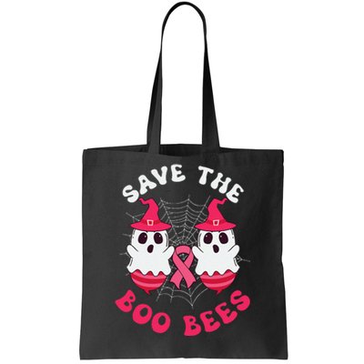 Save The Boo Bees Funny Halloween Breast Cancer Awareness Tote Bag