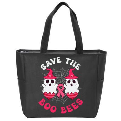 Save The Boo Bees Funny Halloween Breast Cancer Awareness Zip Tote Bag