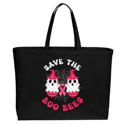 Save The Boo Bees Funny Halloween Breast Cancer Awareness Cotton Canvas Jumbo Tote