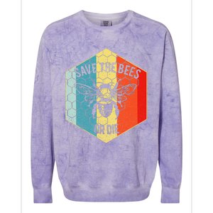 Save The Bees Or Die Retro Beekeeper Colorblast Crewneck Sweatshirt