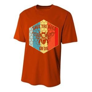 Save The Bees Or Die Retro Beekeeper Performance Sprint T-Shirt