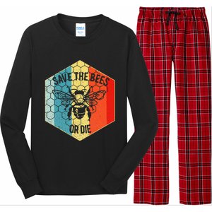 Save The Bees Or Die Retro Beekeeper Long Sleeve Pajama Set