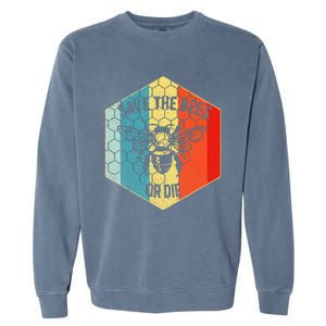 Save The Bees Or Die Retro Beekeeper Garment-Dyed Sweatshirt