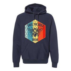 Save The Bees Or Die Retro Beekeeper Premium Hoodie