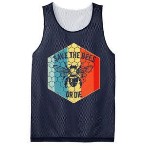 Save The Bees Or Die Retro Beekeeper Mesh Reversible Basketball Jersey Tank