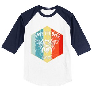 Save The Bees Or Die Retro Beekeeper Baseball Sleeve Shirt