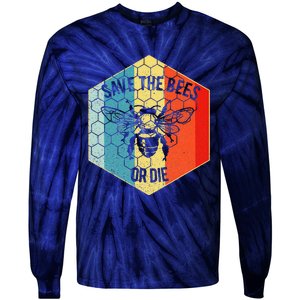 Save The Bees Or Die Retro Beekeeper Tie-Dye Long Sleeve Shirt