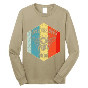 Save The Bees Or Die Retro Beekeeper Long Sleeve Shirt