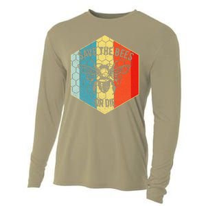 Save The Bees Or Die Retro Beekeeper Cooling Performance Long Sleeve Crew