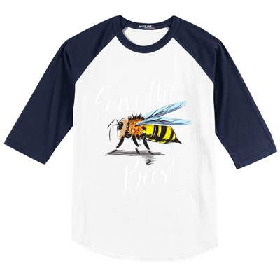 Save The Bees Beekeeper Gift Apiarist Bees Vintage Gift Baseball Sleeve Shirt