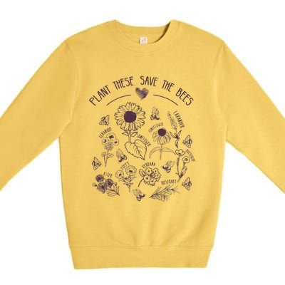 Save The Bees Plant Flowers Herbs Beekeepers Beekeeping Premium Crewneck Sweatshirt