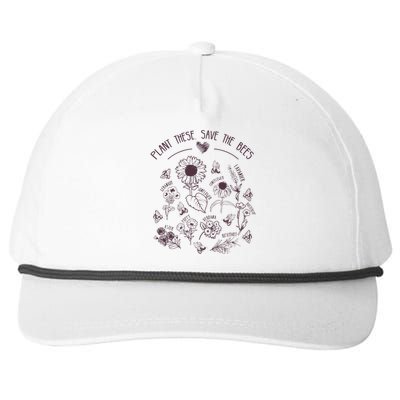 Save The Bees Plant Flowers Herbs Beekeepers Beekeeping Snapback Five-Panel Rope Hat