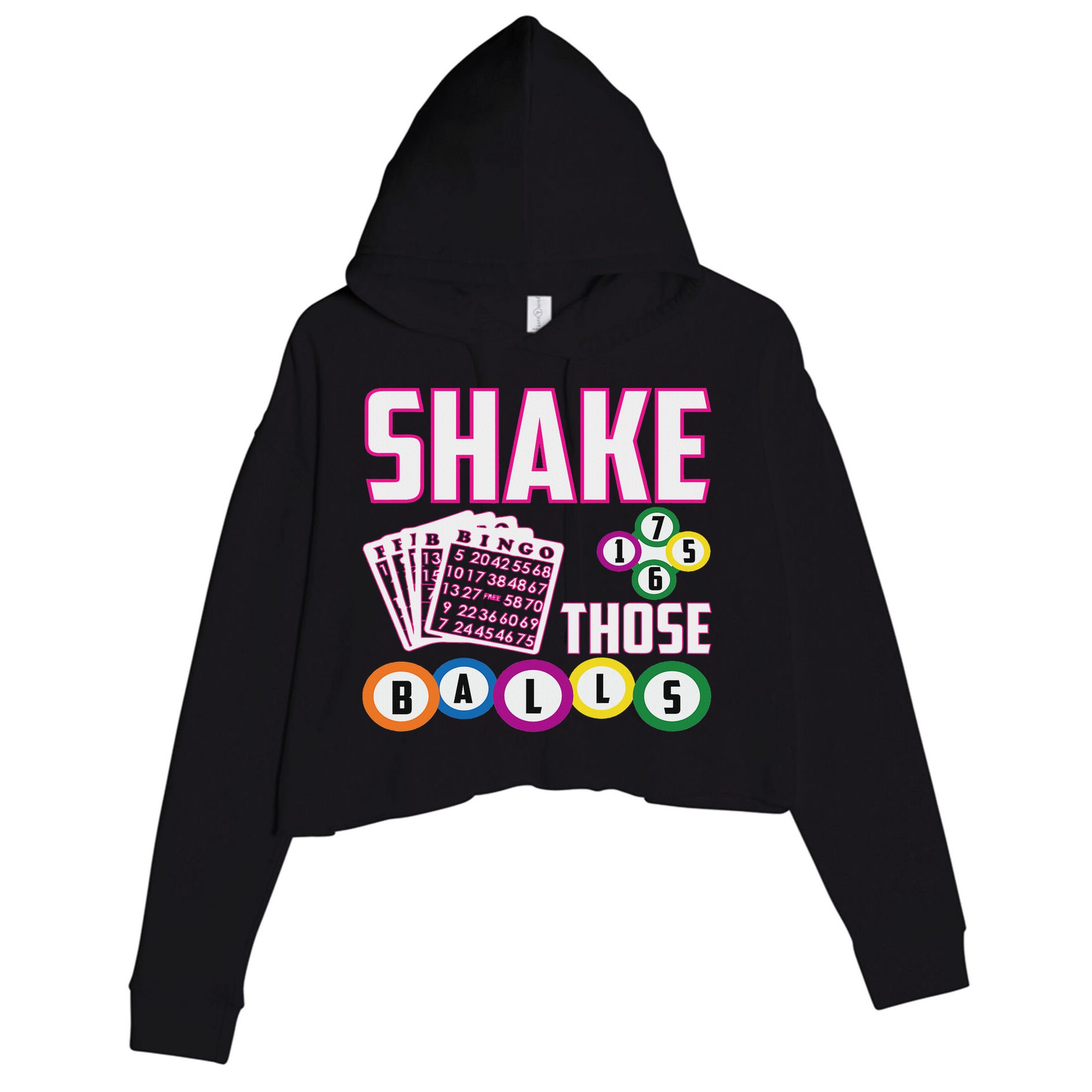 Shake Those Balls Funny Bingo Crop Fleece Hoodie