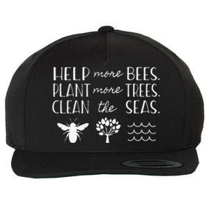 Save The Bees Plant Trees Clean Seas Earth Day Wool Snapback Cap