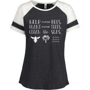 Save The Bees Plant Trees Clean Seas Earth Day Enza Ladies Jersey Colorblock Tee