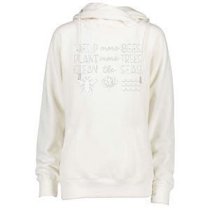 Save The Bees Plant Trees Clean Seas Earth Day Womens Funnel Neck Pullover Hood