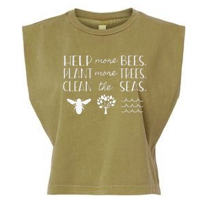 Save The Bees Plant Trees Clean Seas Earth Day Garment-Dyed Women's Muscle Tee