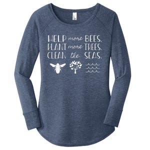 Save The Bees Plant Trees Clean Seas Earth Day Women's Perfect Tri Tunic Long Sleeve Shirt