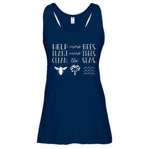 Save The Bees Plant Trees Clean Seas Earth Day Ladies Essential Flowy Tank