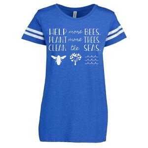 Save The Bees Plant Trees Clean Seas Earth Day Enza Ladies Jersey Football T-Shirt