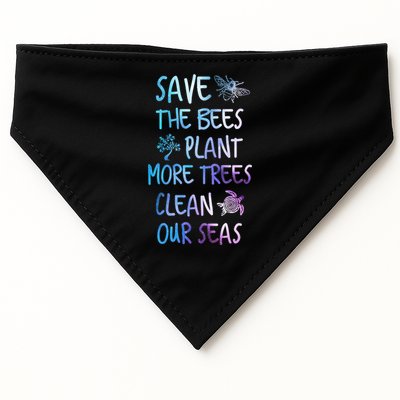 Save The Bees Plant More Trees Clean Our Seas Earth Gift USA-Made Doggie Bandana