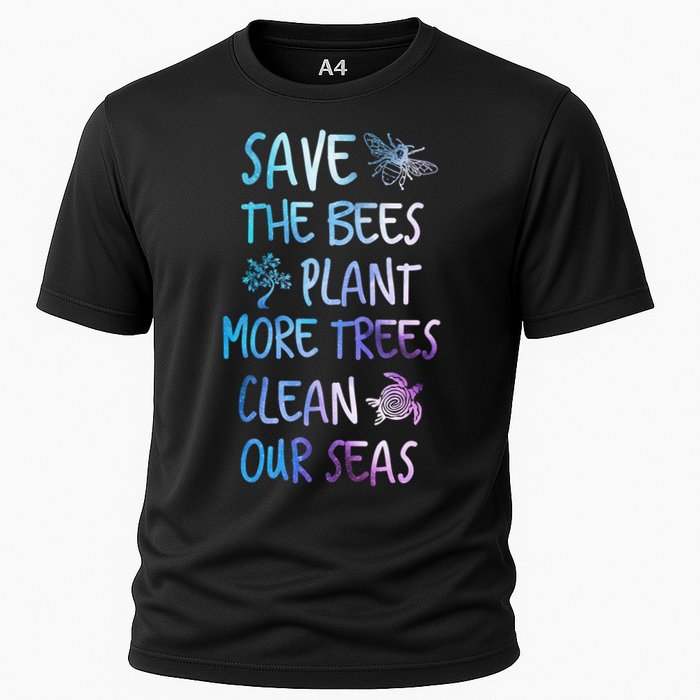Save The Bees Plant More Trees Clean Our Seas Earth Gift Cooling Performance Crew T-Shirt