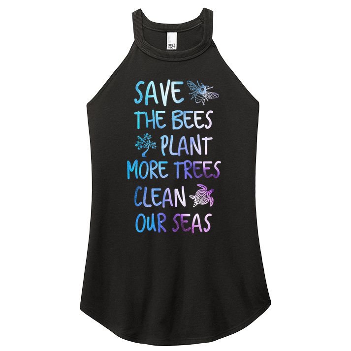 Save The Bees Plant More Trees Clean Our Seas Earth Gift Women's Perfect Tri Rocker Tank