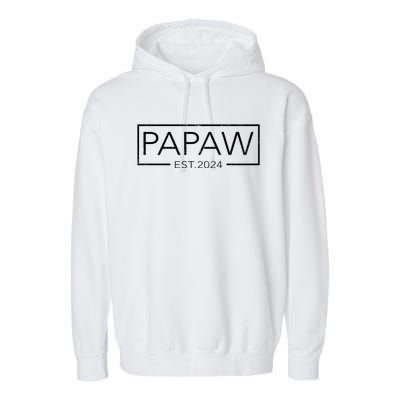 Soon To Be Papaw 2024 Retro Fathers Day Papaw Est 2024 Cool Gift Garment-Dyed Fleece Hoodie