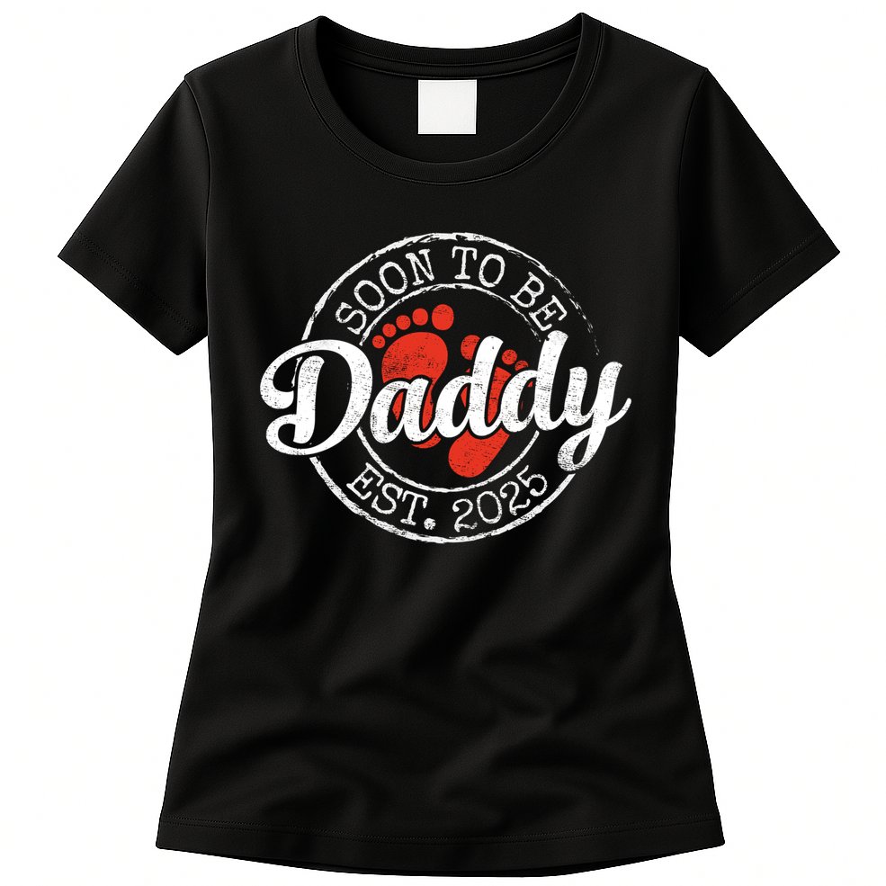 Soon To Be Daddy Est 2025 1st Time Dad Gifts Promoted To Dad  Womens T-Shirt