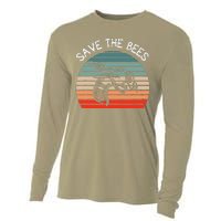 Save The Bees Retro Vintage Climate Change Earth Day Gift Cooling Performance Long Sleeve Crew