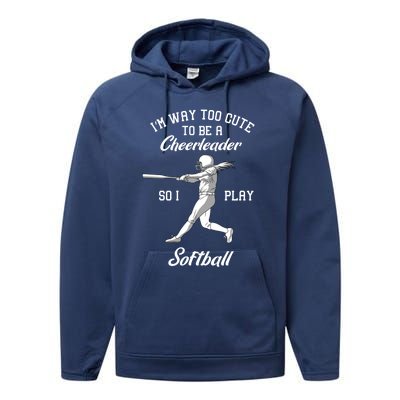 Softball Team Cool Gift Baseball Player Batter Gift Performance Fleece Hoodie