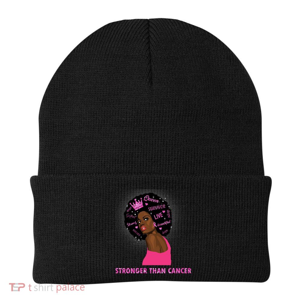 Stronger Than Cancer African American Woman Beanie